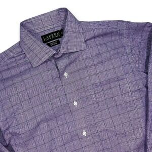 Lauren‎ Ralph Lauren Classic Fit Non Iron Plaid Dress Shirt Purple Mens 15 1/2